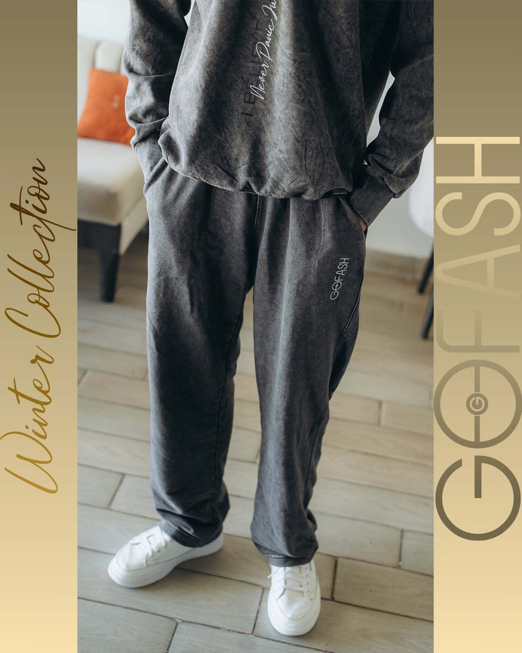Wide Leg Sweatpants (Grey Washed)