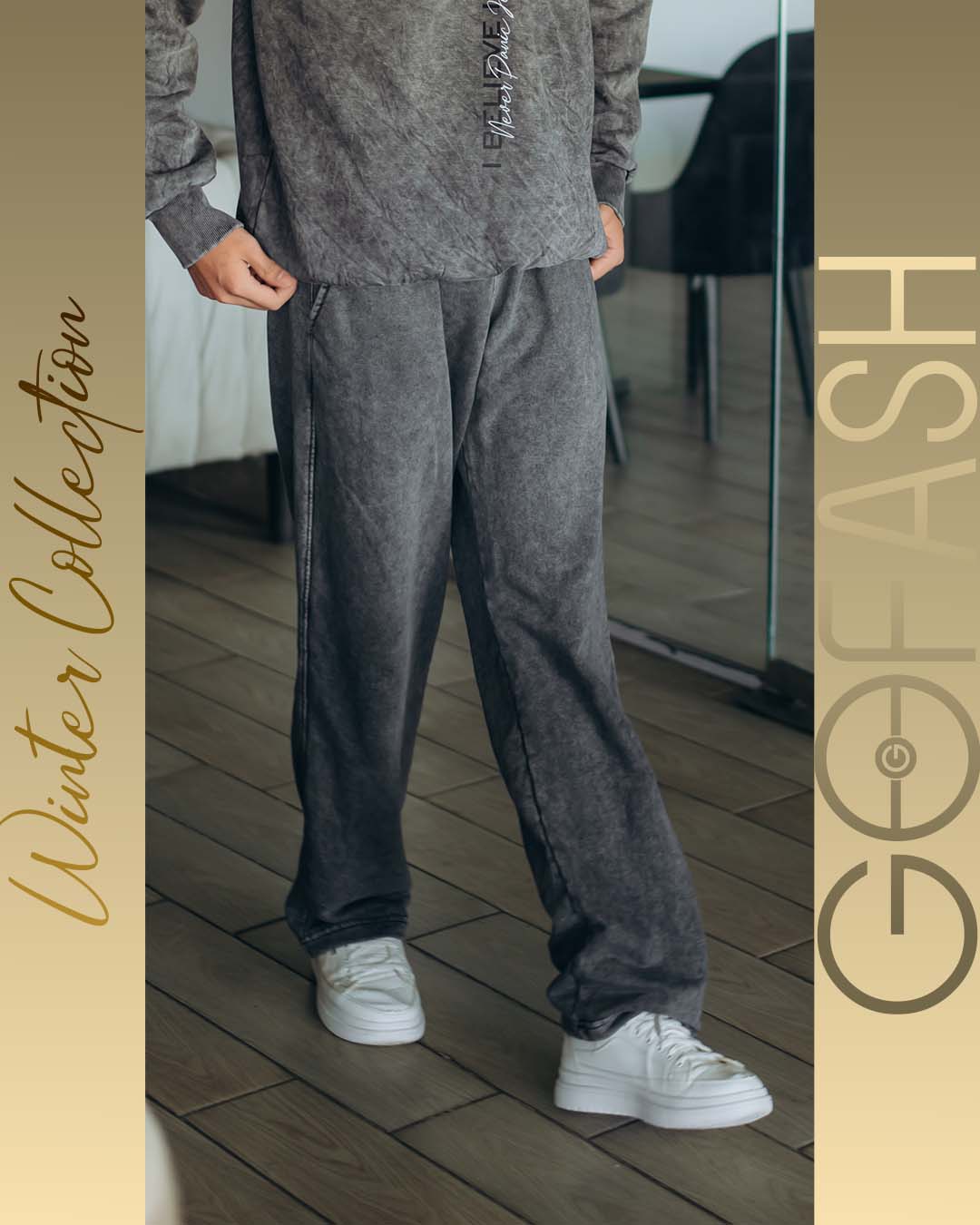 Wide Leg Sweatpants (Grey Washed)