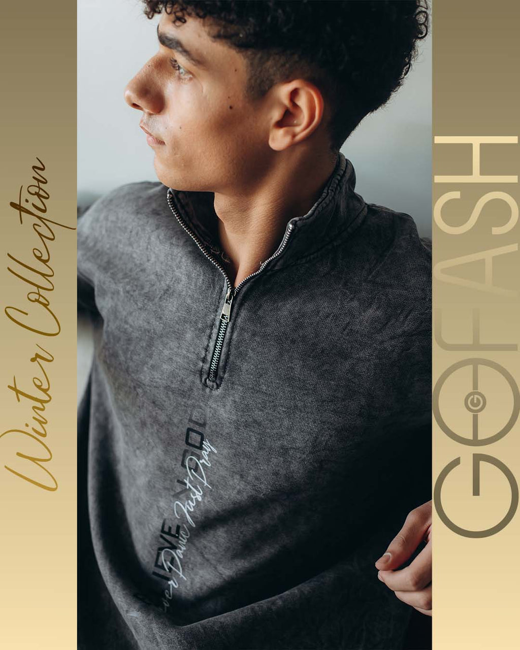 Grey Washed Quarter Zipper